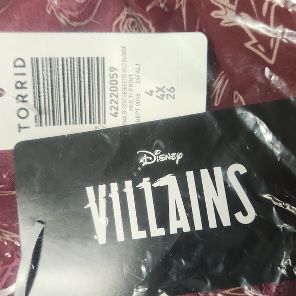 ❤️NWT VINTAGE TORRID DISNEY VILLAINS MALEFICENT GEORGETTE HIGH LOW BLOUSE PLUS - Picture 7 of 11